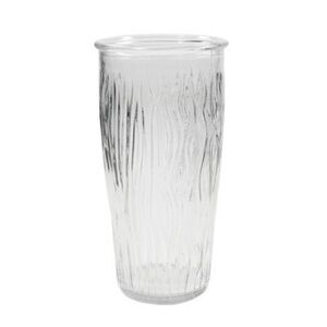 Tall Heavy Wavy Ribbed Clear Glass Flower Vase Fluted Cylinder Container
